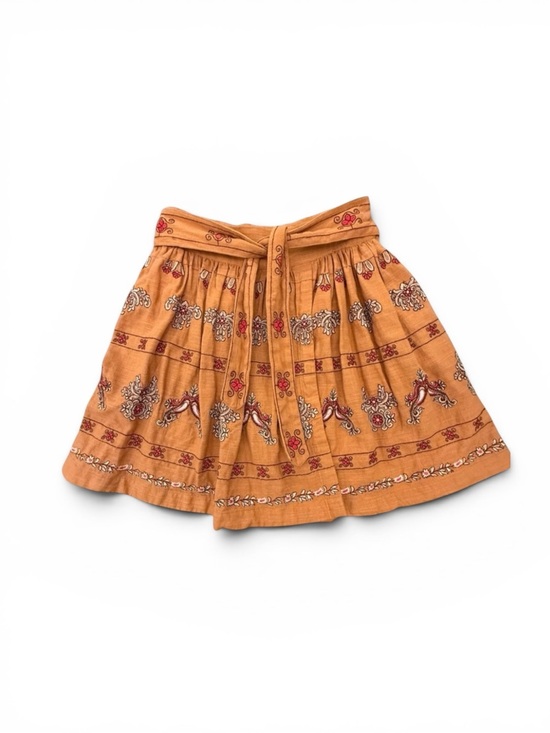 Anthropologie Dresses & Skirts - Anthropologie Meghan Embroidered Faux Wrap Mini Skirt Rust Orange Size 4